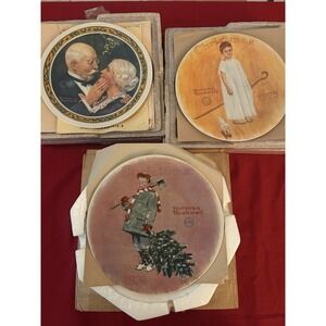 Lot of 3 Norman Rockwell Christmas Collector Plates 1974 1975 1976 Knowles COA B